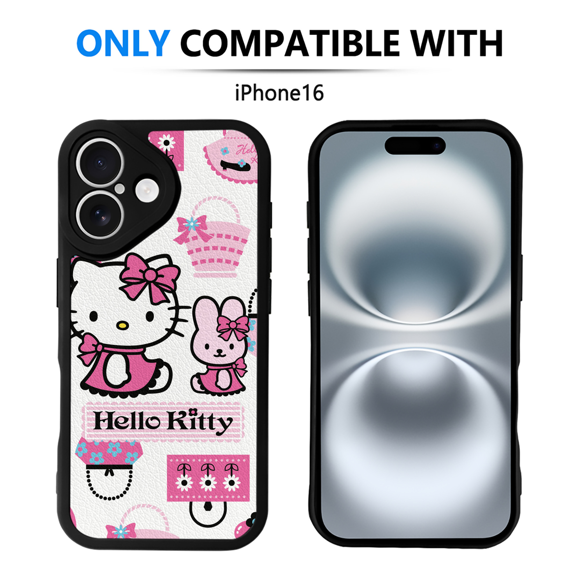 （画像用） Hello Kitty ハローキティ 【iPhone 16シリーズ対応】シリコンスマホケース（レザー調） 材質：シリコン